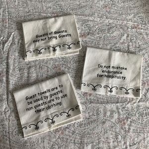 Set of 3 Funny Sarcasm White Bathroom / Kitchen Hand-towels